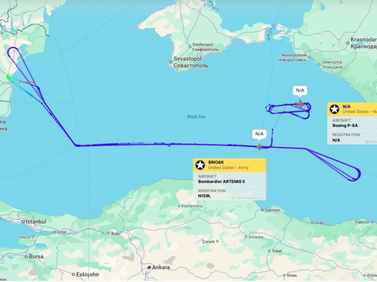 Misiuni de recunoaștere ale aeronavelor SUA în Marea Neagră - ItaMilRadar