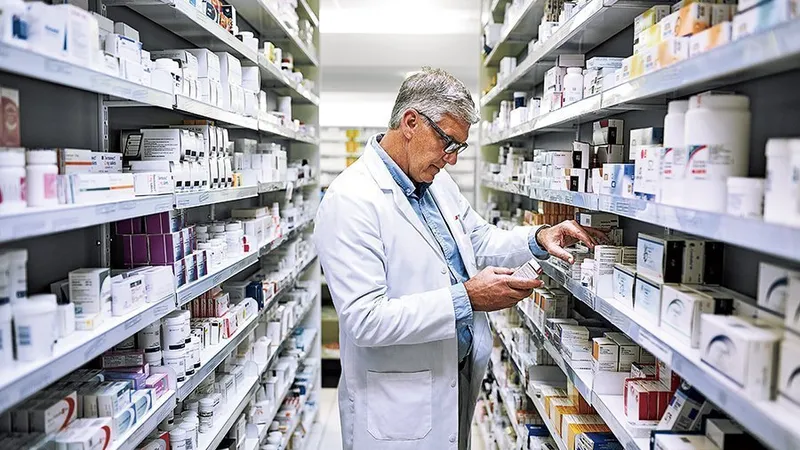 SUPORTERII ANTIBIOTICELOR Disponibilitatea la scară largă a antibioticelor dezvoltă rezistența microbilor. Un farmacist ia notițe despre medicamentele de pe rafturi