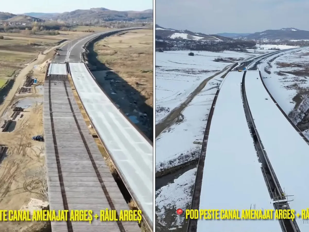 Evoluția lucrărilor pe lotul 5 al Autostrăzii Pitești-Sibiu în ultimele 3 luni. Gata la vară? - Foto: Facebook / Drum Expres Focsani-Braila-Constanta