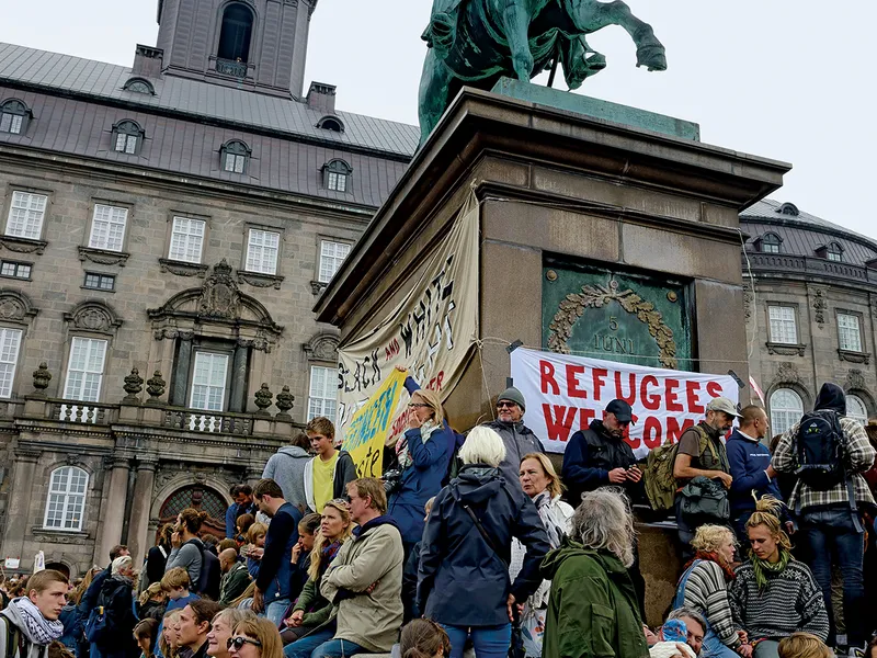 O demonstrație din 2016 din Copenhaga pentru susținerea refugiaților