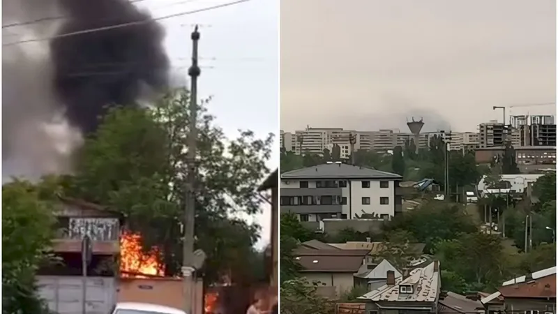VIDEO Incendiu puternic în apropiere de Capitală. Bucureștenii spun că fumul se vede din Pantelimon - Foto: Colaj/ Facebook