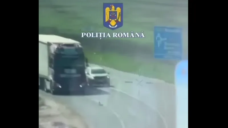 Manevră controversată: Un șofer, sancționat din elicopter pentru depășirea liniei continue - Foto: captură video