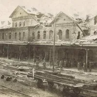 917, august 5. Mărășești. Gara din oraș bombardată de inamic  ANR, SJAN Mehedinți, Colecția de Documente Fotografice, fotografia 4-1