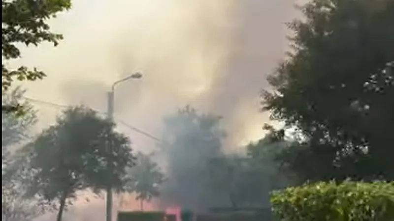 VIDEO Incendiu de vegetaţie uscată, în apropierea unui cartier de blocuri ANL din Galaţi - Foto: captură video Facebook/Băcanu Florin Foto