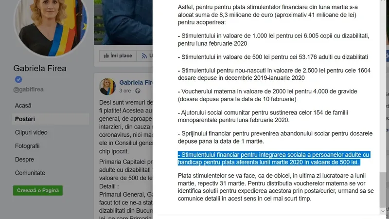 Postarea Gabrielei Firea editată