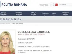 Elena Udrea apare pe site-ul Polției Române