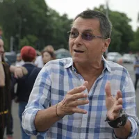 Bogdan Stanoevici, în timpul unui protest anti-mascăFoto: INQUAM Photos/ Octav Ganea