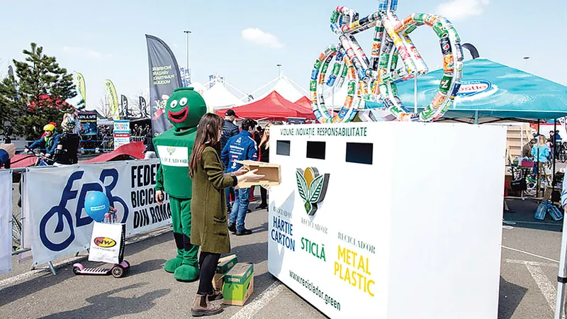 FAȚADĂ  Reciclad’OR are grijă să vândă o imagine cât mai eco și mai colorată a gunoaielor curate