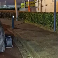 Un olandez cu Tesla a furat curent cu prelungitorul de la stâlpul de iluminat. / Foto: ad.nl
