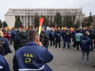 Protest al minerilor şi energeticienilor de la CE Oltenia. Nemulţumiţi de pierderea locurilor de muncă Foto: INQUAM PHOTOS / George Calin