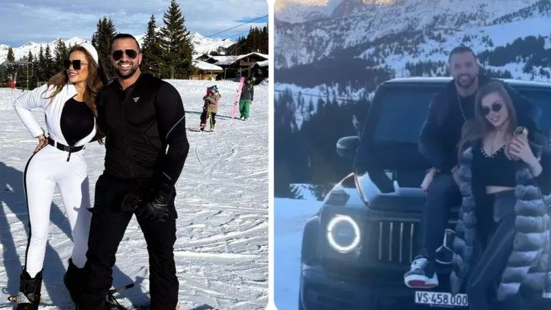 Alex Bodi, vacanță „în familie” cu Daria Radionova în Alpii elvețieni. S-au dat cu snowboard-ul. / Foto: spynews.ro