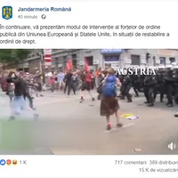 Jandarmeria încearcă să-și spele imaginea cu secvențe în care polițiști din alte țări bruschează protestatari