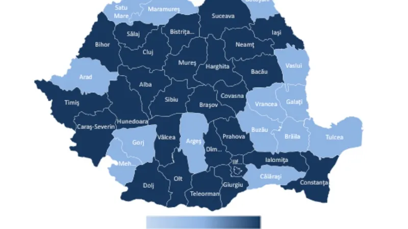 Așa arăta harta vulnerabilității la COVID pe județe, săptămâna trecută, ultima în care a fost publicată. Sursa: INSP