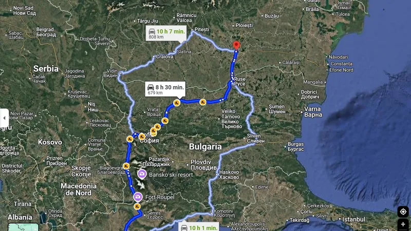 Românii vor aștepta între 2 și 7 ore pe Podul Giurgiu-Ruse toată vara! Care sunt alternativele - Foto: captură ecran Google Maps