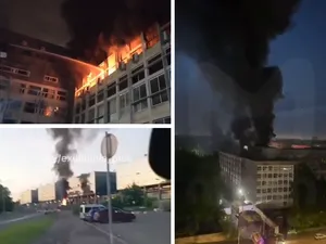 Atac cu drone și explozii la Mosova. O fabrică strategică din orașul natal al lui Putin, în flăcări - Foto: Colaj Newsweek România - X