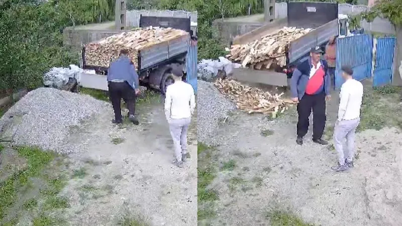 Oamenii sunt păcăliți cu lemne de foc Foto: captură video Facebook/Polițiștii au umor