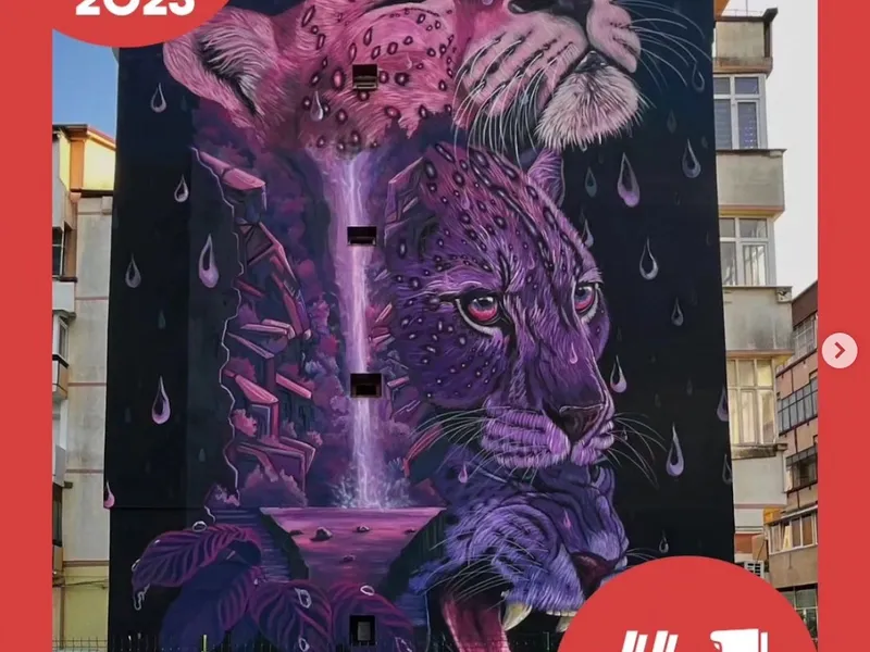 Fațada unui bloc din România, cea mai frumoasă din lume. Locatarii au pus 400 lei pentru pictură Foto: instagram/streetartcities