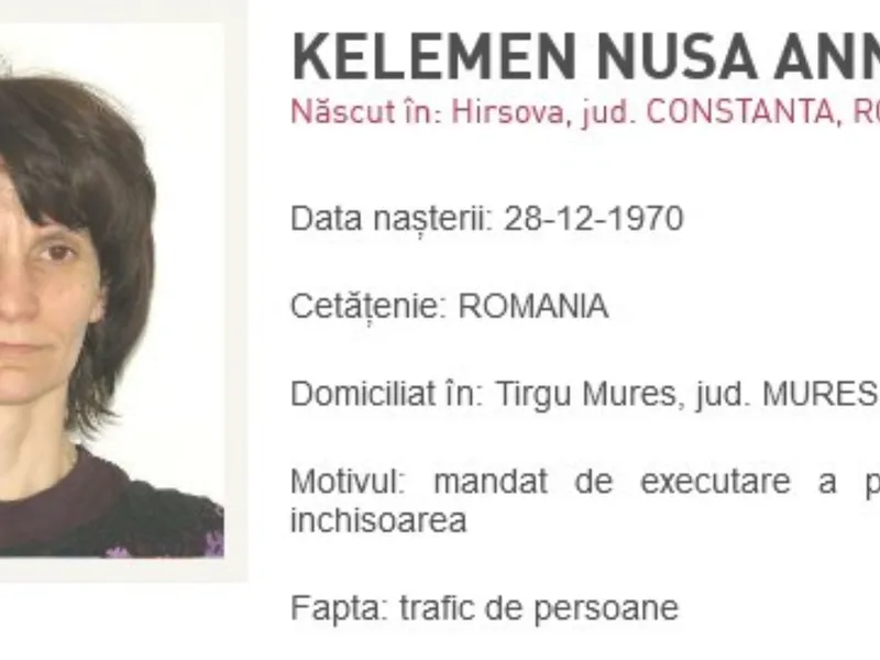 Nușa Kelemen era urmărită internațional Foto: politiaromana