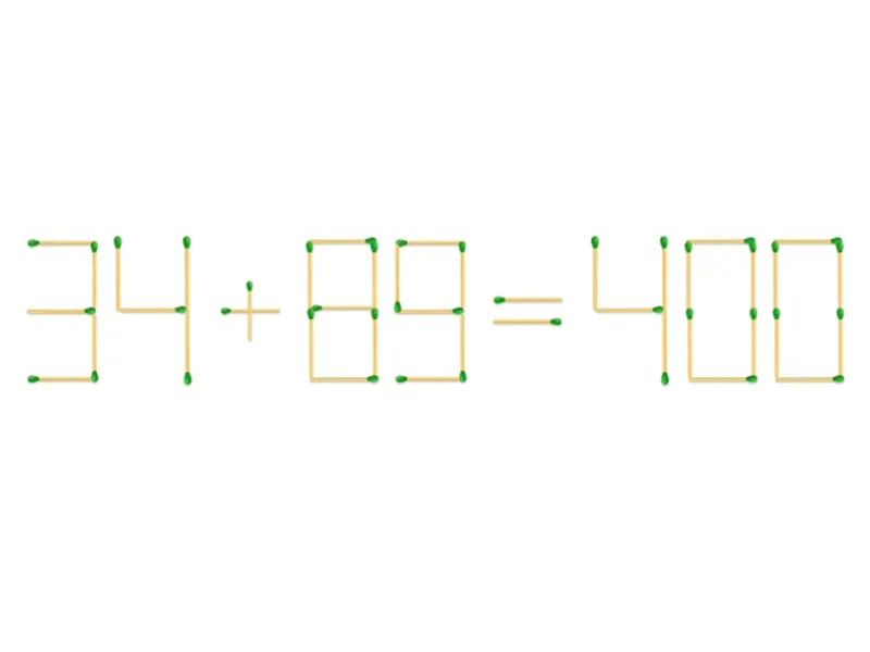 TEST DE INTELIGENȚĂ Corectează ecuația 34+89=400, mutând un singur băț de chibrit. Ai 10 secunde - Foto: mindyourlogic.com