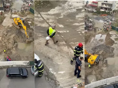 ”Dorel” mai dă o lovitură. Conductă de apă spartă într-un cartier select din Nordul Capitalei - Foto captură video