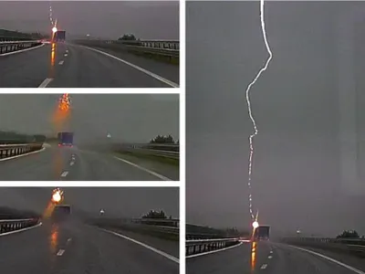 TIR-ul lovit de fulger - Foto: Observatornews