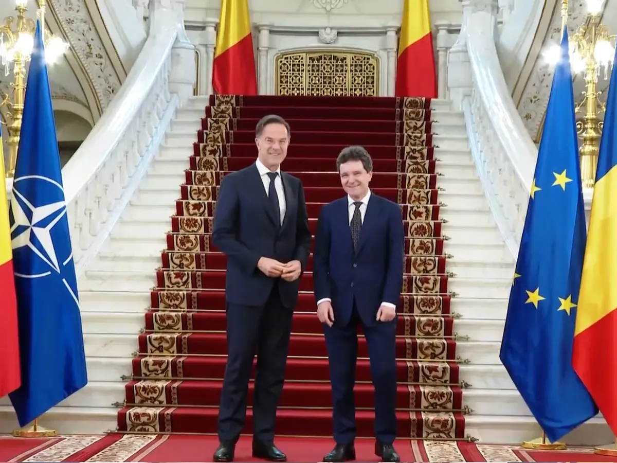 VIDEO Șeful NATO e la București. Mark Rutte și Nicușor Dan, declarații despre securitatea României