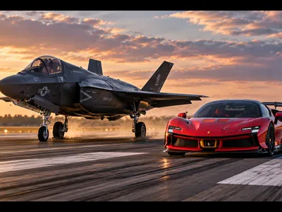 Un avion F-35 se va întrece cu un Ferrari - Foto: Playground