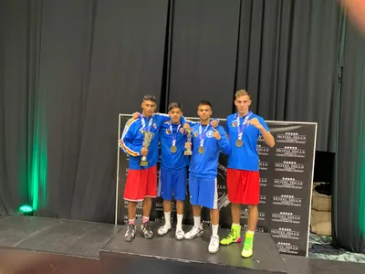 Alexandru Buleu (cat. 67 kg), Saly Palapuic (54 kg), Florin Ioniţă (60 kg) şi Tiu Doruleţ (71 kg) / Foto: Federatia Romana de Box