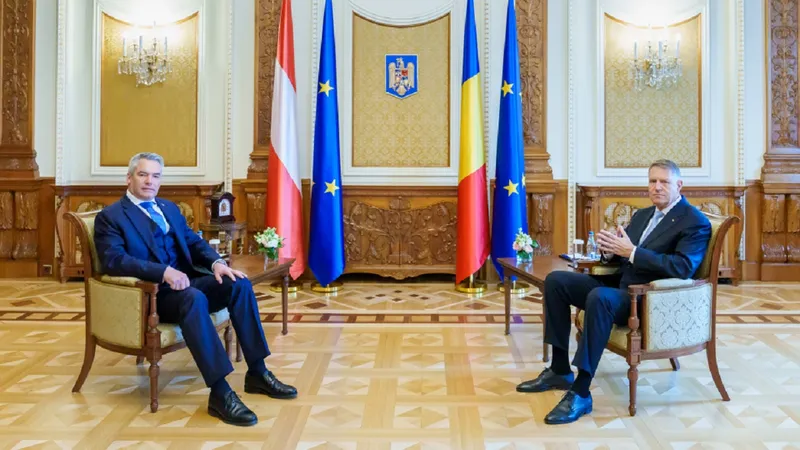 Karl Nehammer și Klaus Iohannis discută la Palatul Cotroceni Foto: Administrația Prezidențială