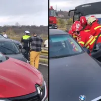 Accident în lanț pe DN 1 între Ploiești și Brașov. 7 mașini sunt implicate. Traficul este blocat - FOTO: News.ro