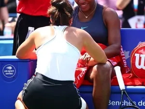 Bianca Andreescu o încurajează pe Serena Williams. Foto Getty Images