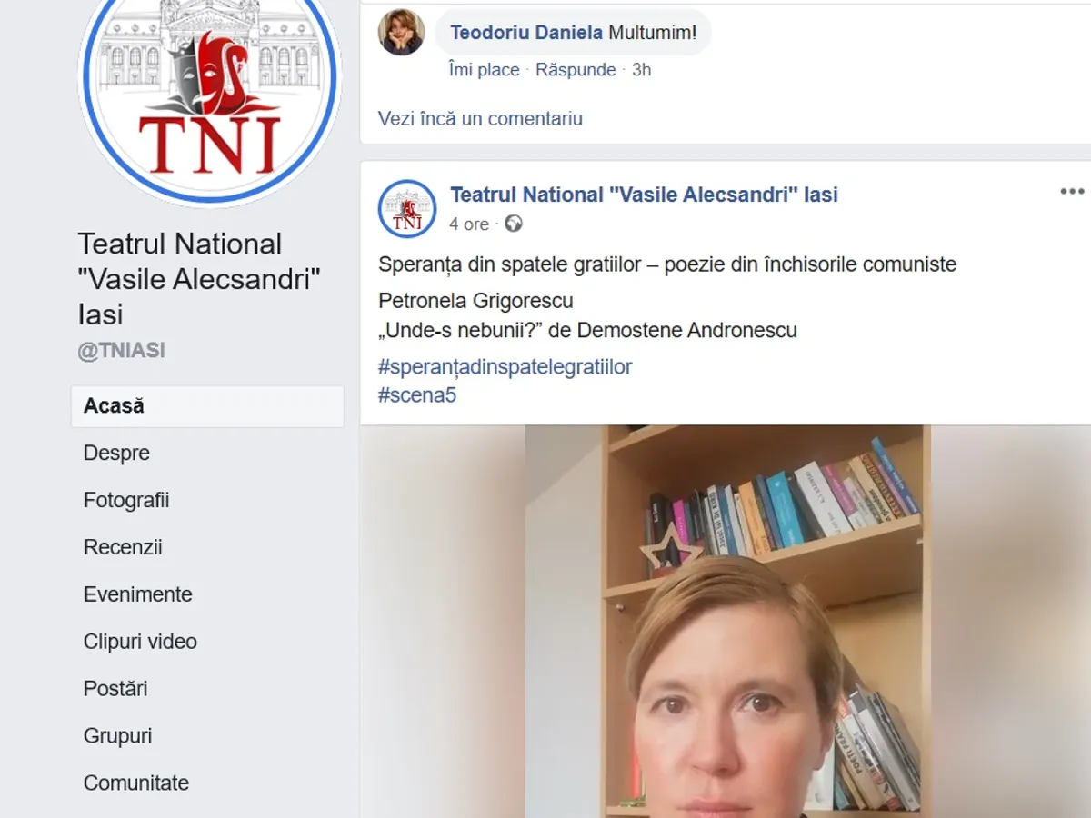 Sursa: Pagina de Facebook a Teatrului Național din Iași