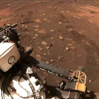 Rover-ul Perseverance al NASA a parcurs primii 6,5 metri pe Marte. / Foto: mars.nasa.gov
