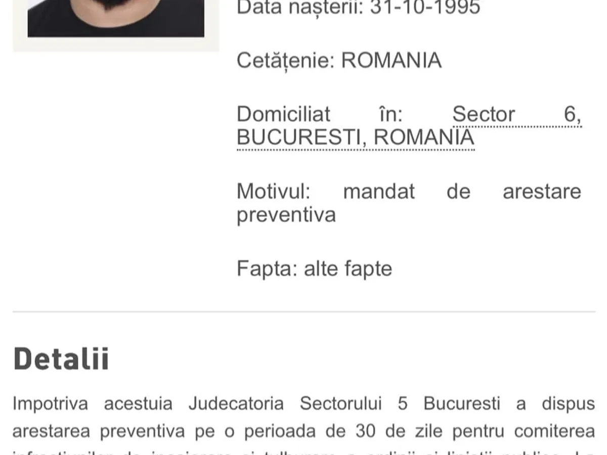 Niculae Stivenson - captură site Poliția Română