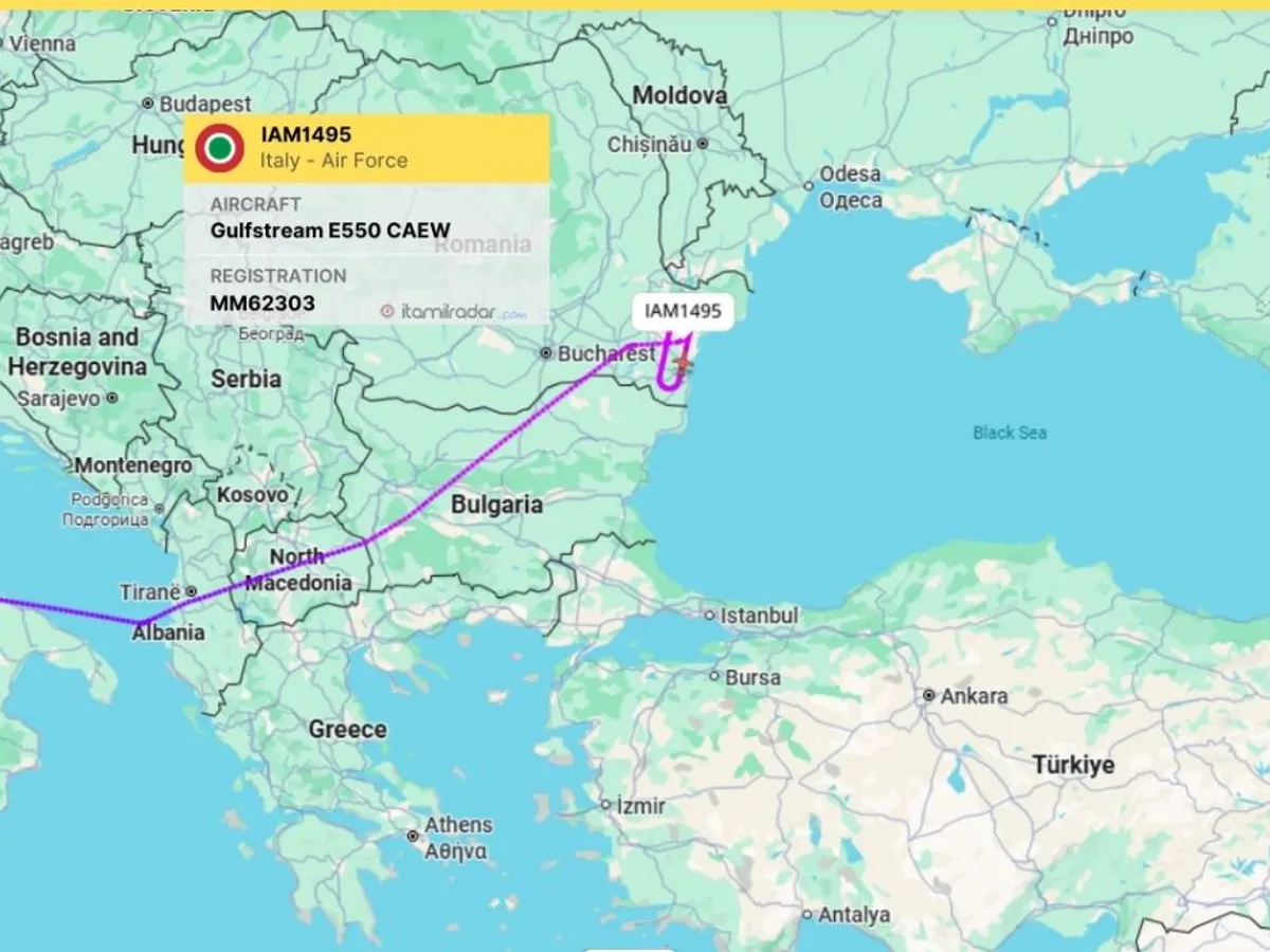 Misiune Gulfstream E550 CAEW  lângă București - Foto: ItaMilRadar