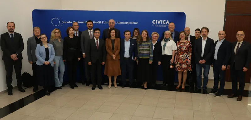 Vicepreședinta executivă pentru drepturi sociale și competențe, locuri de muncă de calitate și pregătire, Roxana M&icirc;nzatu, a făcut o vizită la SNSPA Foto: SNSPA