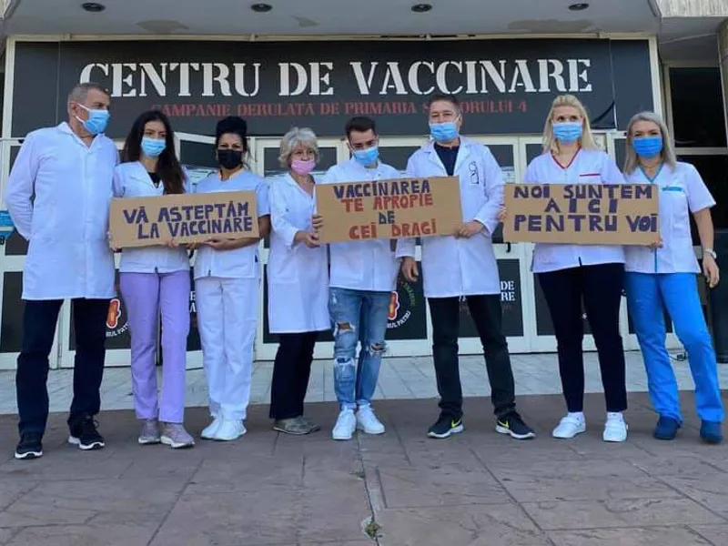 Mesaj de la un centru de vaccinare din București. Sursă imagine: Facebook RoVaccinare