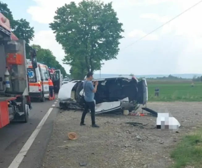 Accident frontal teribil, pe DN 15B, la Timişeşti. Un șofer de 78 de ani a murit. / Foto: Info Trafic 24, Facebook