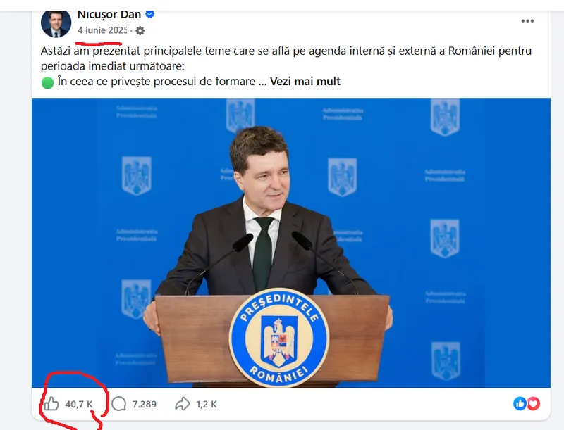 Postare Nicușor Dan - Foto: FB