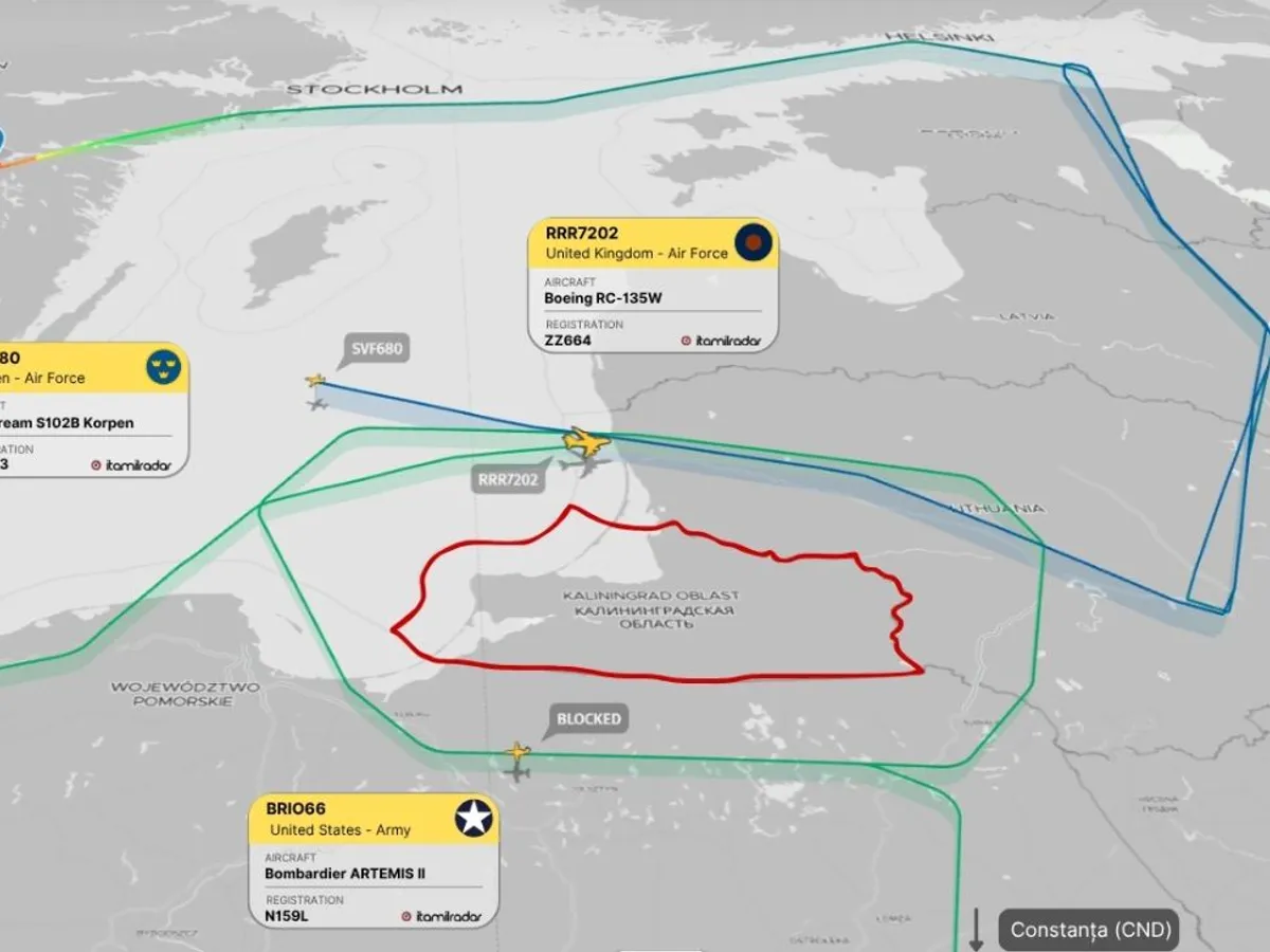 Trei aeronave diferite destinate misiunilor de informații, au operat în regiunea Kaliningrad - Foto: AirNav
