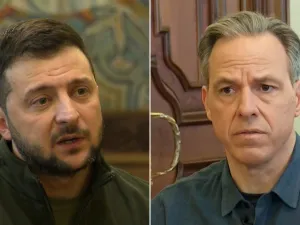 Volodimir Zelenski și jurnalistul CNN Jake Tapper. / Foto: cnn.com