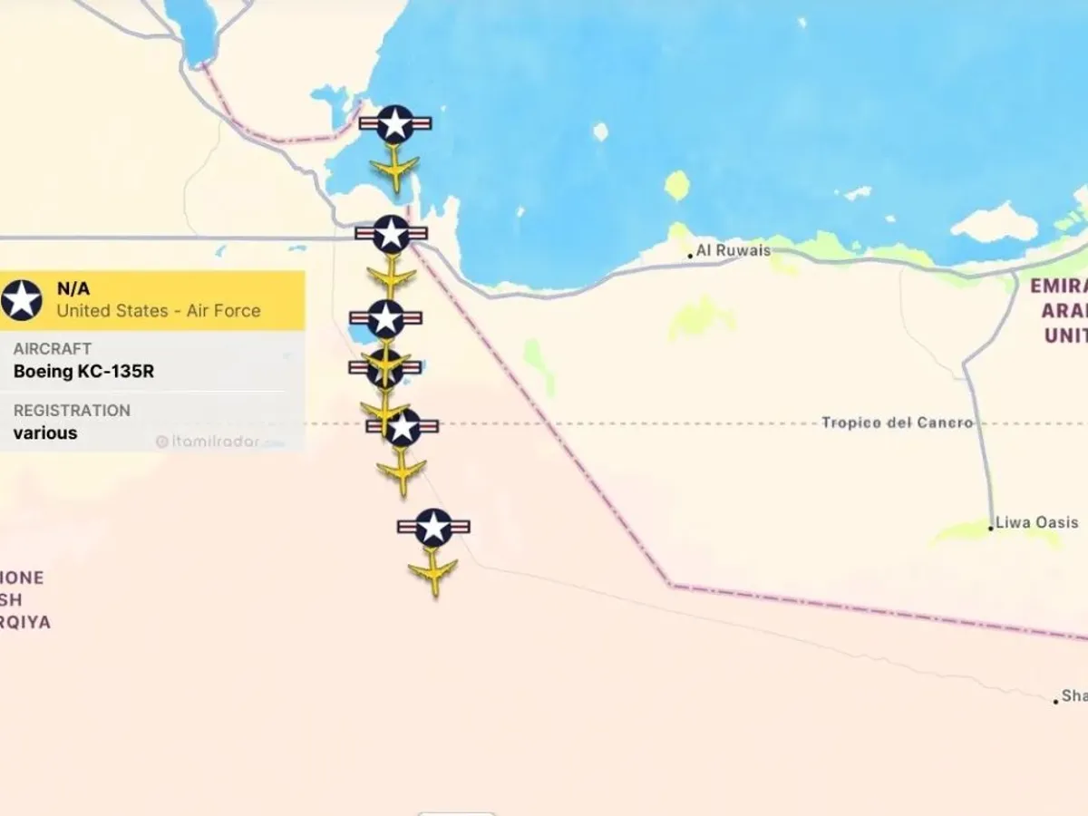 Șase avioane americane de realimentare în aer KC-135R ale SUA au decolat din Qatar - Foto: ItaMilRadar