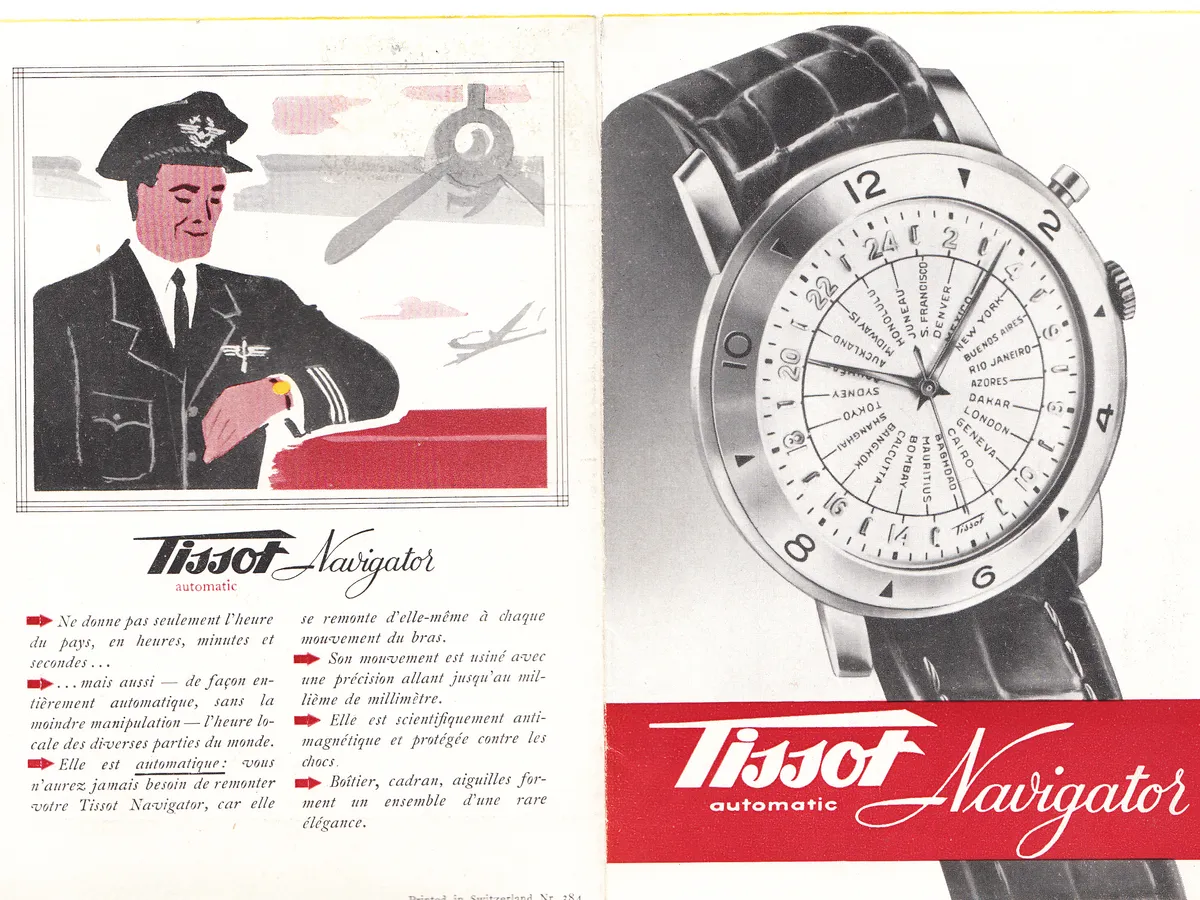 Reclamă la primul model Tissot Navigator