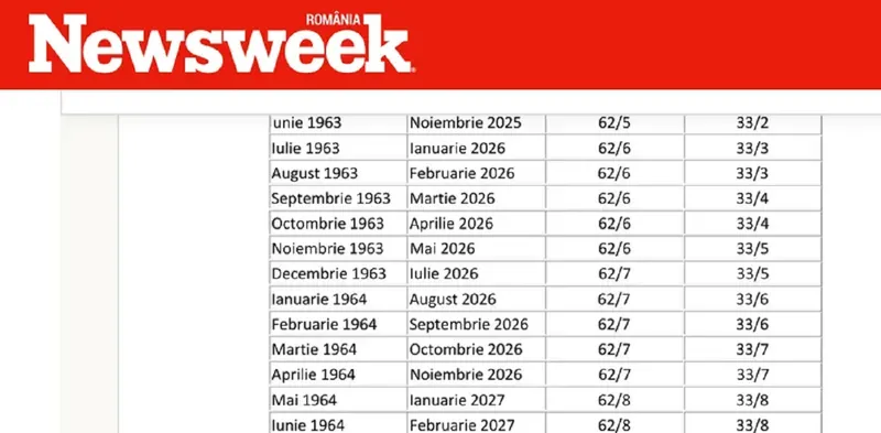 Tabel cu v&acirc;rsta de pensionare - Foto: Arhiva