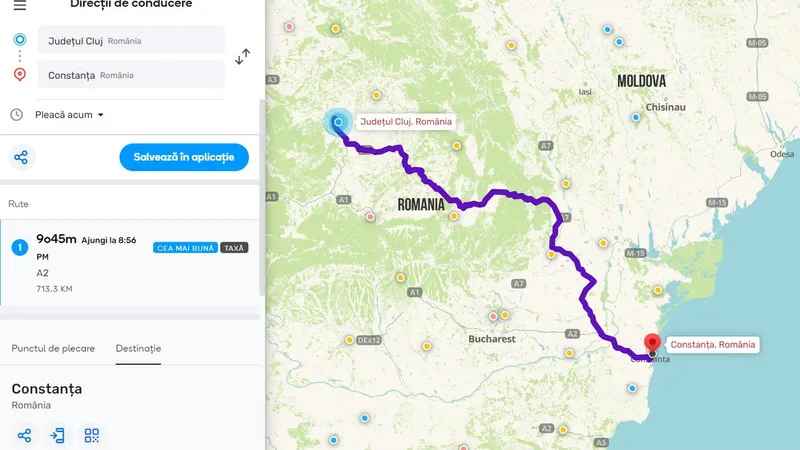 România blocată! București – Sibiu: 7-8 ore, Cluj – Constanța: 15-16 ore, Arad – Giurgiu 14-15 ore - Foto: captură ecran Waze