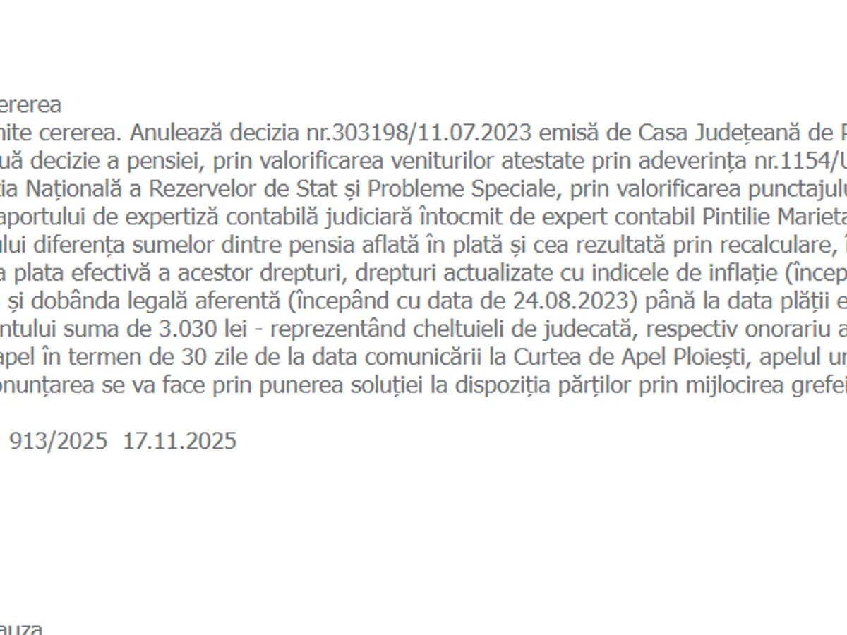 Decizie - Foto:  Instanța