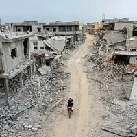CICATRICILE SIRIEI Orașul Afis, care a suferit distrugeri pe scară largă din  cauza luptelor grele și a atacurilor aeriene ale forțelor pro-regim, din  provincia  nord-vestică Idlib
