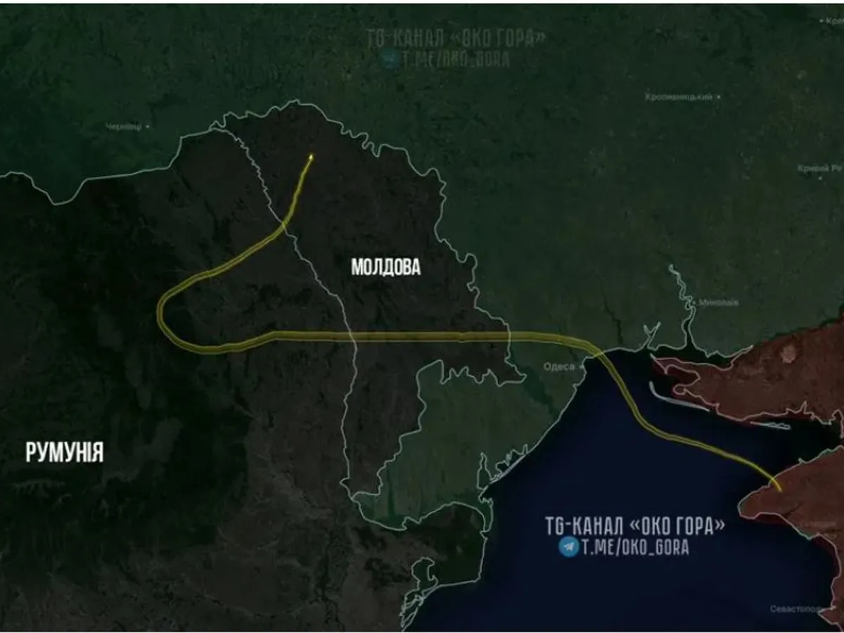 Traseul dronei rusești prin Moldova și România - Foto: x/front_ukrainian