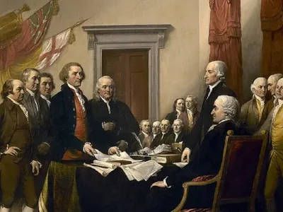 Pictură înfățișând aprobarea Declarației de Independență, la 4 iulie 1776 - Foto: arhiva