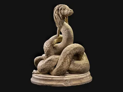 Șarpele-zeu Glykon, sculptura descoperită la Tomis - Foto: minac.ro
